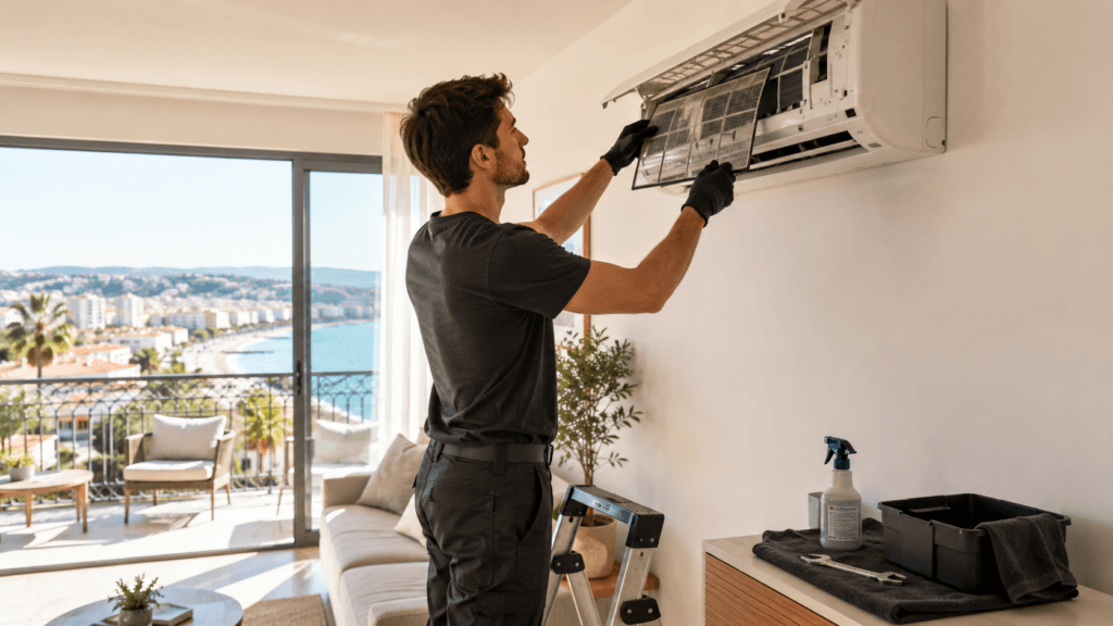 Air conditioning maintenance in Nice by ClimaNice technician